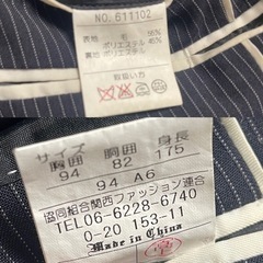ORIHIKA メンズ　夏用スーツ　ネイビー/白ステッチストライプの画像