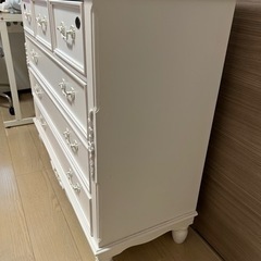フレンチカントリー北欧調ホワイト収納チェスト木製洋タンス姫系家具の画像