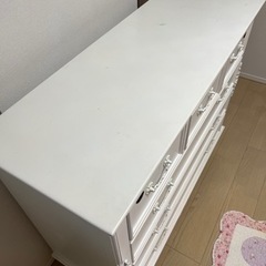 フレンチカントリー北欧調ホワイト収納チェスト木製洋タンス姫系家具の画像