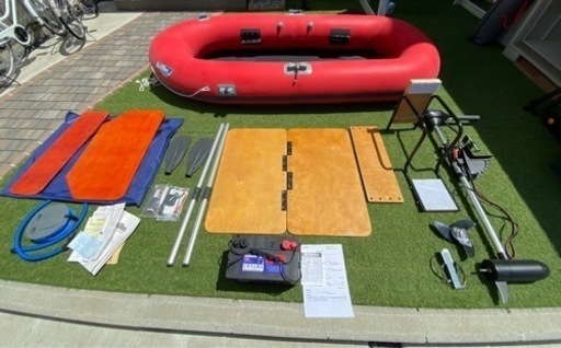 手渡し限定　アキレス　ゴムボート　エレキ　エレキマウント　バッテリー　他