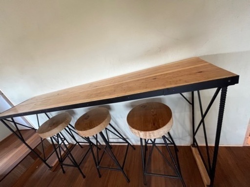 カウンターテーブル　セット　チェア付き