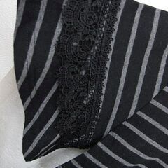 【大きいサイズ】【美品】レディース 半袖カットソー ボーダー レース  LLサイズ ■26711の画像