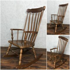 昭和レトロな揺り椅子 ロッキングチェアー 木製 ビンテージ アンティーク 🔷🔶🔷WY2/15 ロッキングチェア レトロ 木製 椅子 アンティーク