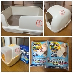 【お譲り先決まりました】猫用　システムトイレ　本体　砂　シートの画像