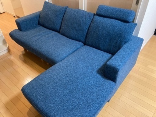 美品:2〜3人掛けソファ　ブルー（使用2年）