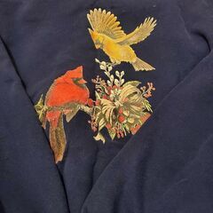 90s USA ジャージーズ スウェット トレーナー ネイビー 鳥 アニマル柄の画像