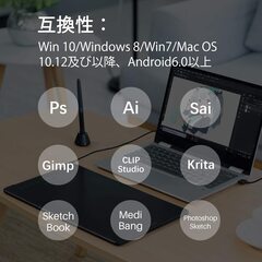 【即日・手渡し可】新品未使用　HUION ペンタブレット　二本指 2枚入り　グローブ H1161 11 x 7インチ ペンタブ 傾き検知機能 スマホ接続可能（Android６．０以上、OTG対応可） ショートカット タッチストリップ  絵描き手袋 アーティストグローブ 液晶ペン タブレット用 トレースライトパッド グラフィックスモニター対応 フリーサイズ 男女兼用 左利き右利き 防汚 通気の画像