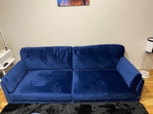 3人がけソファ　ネイビー　美品