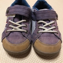 【美品】*.17㎝/デニム/ストライプ/スニーカー*.+おしゃれ靴★お出掛け靴★キッズ★ベビーの画像