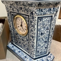 龍峰窯 古伊万里唐草　陶時計　新品・未使用