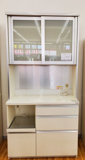 ★ジモティ割あり★ パモウナ 食器棚 ホワイト H206×D45×W100 クリーニング済み YJ029
