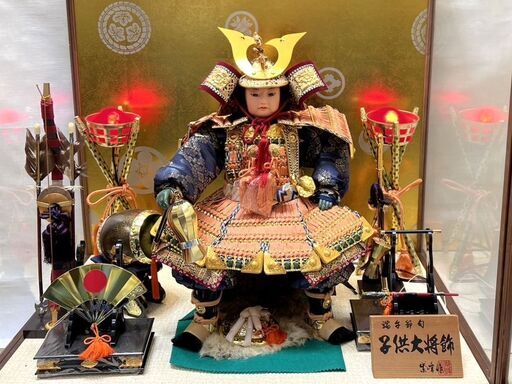 大特価！購入25万円 豪華 五月人形 紫峰作 ガラスケース入り 幅70.5