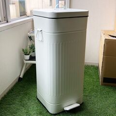 【新品】ヴィンテージ スチール ゴミ箱 30L　ガルバ スクエア...