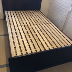 セミダブルベッド　横120cm　木製　高さ調節３段階　コンセント...