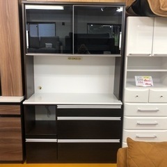 【リサイクルサービス八光】幅117㎝　ダークブラウン　1口コンセント付きキッチンボード