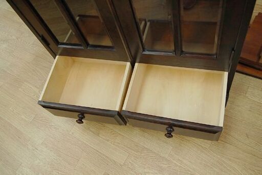 北海道民芸家具 書棚 幅84.5×奥40×高180cm カットガラス 本棚 食器棚 棚板高さ調節可能  札幌市 清田区 平岡