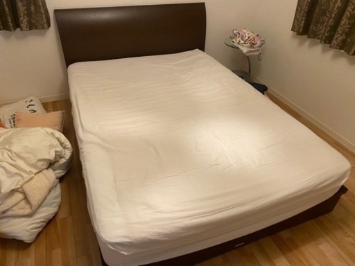 値下げしました★ ダブルベッド ウッド調 マットレス付き