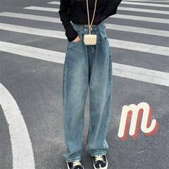 Mサイズ　バギージーンズ ハイウエスト デニム 細見え 脚長効果　K1