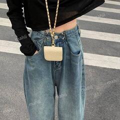 Lサイズ　バギージーンズ ハイウエスト デニム 細見え 脚長効果　K1の画像