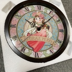 不二家 ペコちゃん フローラルペコ掛け時計