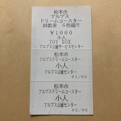 ドリームコースターチケット2枚　終了