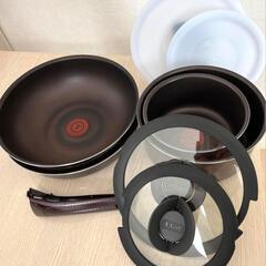 T-fal ティファール　鍋・フライパン・蓋・取っ手の9点セット...