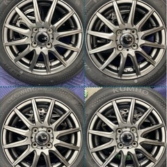 商談中」㉞155/65R14 新品タイヤ4本と中古美品ホイールとナット付き