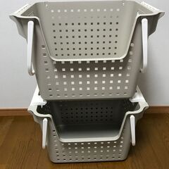【あげます】ランドリーバスケット 2個 カインズオリジナル