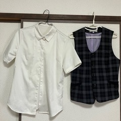 事務服セット　ベスト　ブラウス（リボン付き）