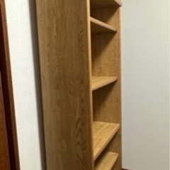 本棚　美品　木製　頑丈　220cmx61cmx30cm 転倒防止金具付きの画像
