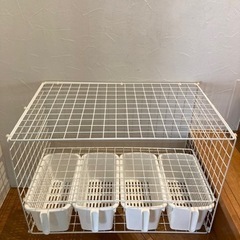ワイヤーラック　冷蔵庫上収納　取手付収納　引き出しの画像
