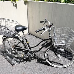 24型6速ギア付き自転車 後ろに籠付で荷物持ちや野球少年におススメ