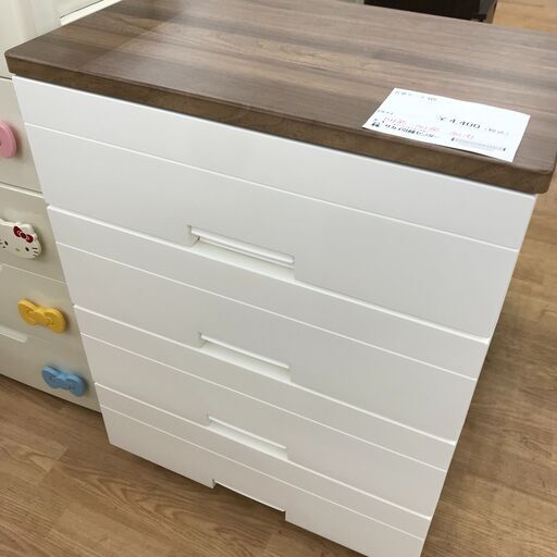 ★ジモティ割あり★  4段衣装ケース ホワイト H85×W66×D41 クリーニング済み KJ1893