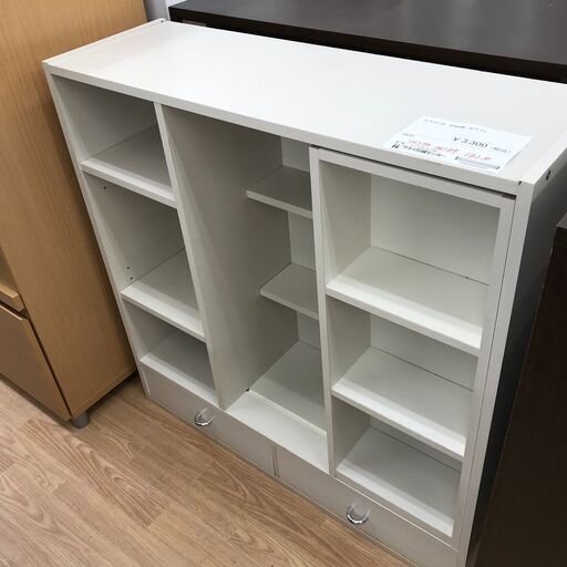 ★ジモティ割あり★  スライド式収納棚 ホワイト H90×W89×D30 クリーニング済み KJ1896