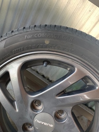 バリ山　165/55R14インチ　プレオ純正ホイールタイヤセット