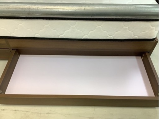 【リサイクルサービス八光】幅120cm　引き出し収納付き セミダブルベッド
