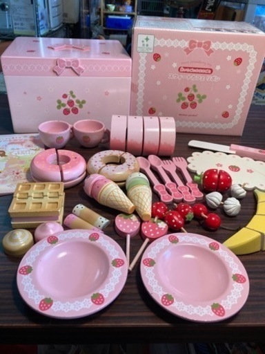 【お取引先決定】マザーガーデン　野いちごのおままごと　スウィートカフェ　リボン　木製おもちゃ