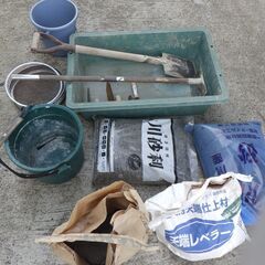 セメント練るための　トロ船とかの道具一式の画像