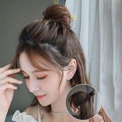 茶色　クリップ式 お団子 ヘアクリップ ブラック ウィッグ けた...