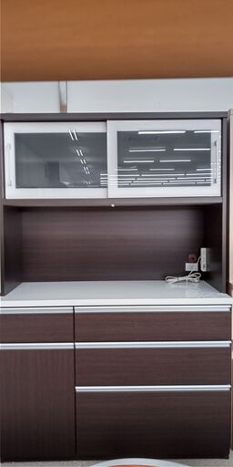 ★ジモティ割あり★  レンジボード ダークブラウン H181×D52×W120 クリーニング済み TJ527