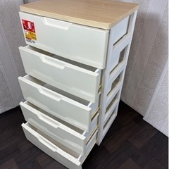 定価¥9980-Iris デザインウッドトップチェスト 5段 ア...