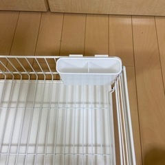 パール金属　珪藻土　水切りラックかご　ホワイト　珪藻土トレー付きの画像