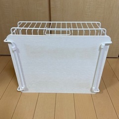 パール金属　珪藻土　水切りラックかご　ホワイト　珪藻土トレー付きの画像