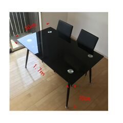 ダイニングテーブル・4人用チェア付／tempered glass(強化ガラス)の画像