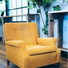 ヴィンテージ　シングルソファー ビンテージ シングルソファ 1pソファ ボタンどめ キャスター付き