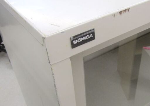 UCHIDA スチール書庫 ガラス引き戸キャビネット 書棚 鍵欠品 ウチダ オフィス家具 札幌市北区屯田
