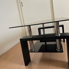 【美品】☆【激安】 ガラステーブル　ブラック　の画像