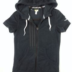 【No.32】adidas 半袖フルジップパーカー ブラック Lサイズ