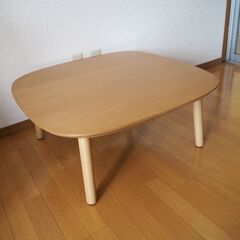 美品 2021年製 無印用品 正方形こたつ ナチュラル オーク突版/脚:タモ材
