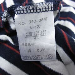 【大きいサイズ】レディース 長袖カットソー ボーダー 大きいサイズ 4Lサイズ /そのほか大きいさず多数あります。の画像